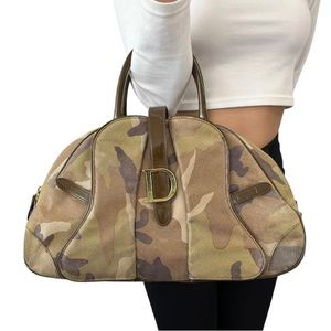 Guaranteed Authentic Christian Dior double saddle camo / camouflage bag